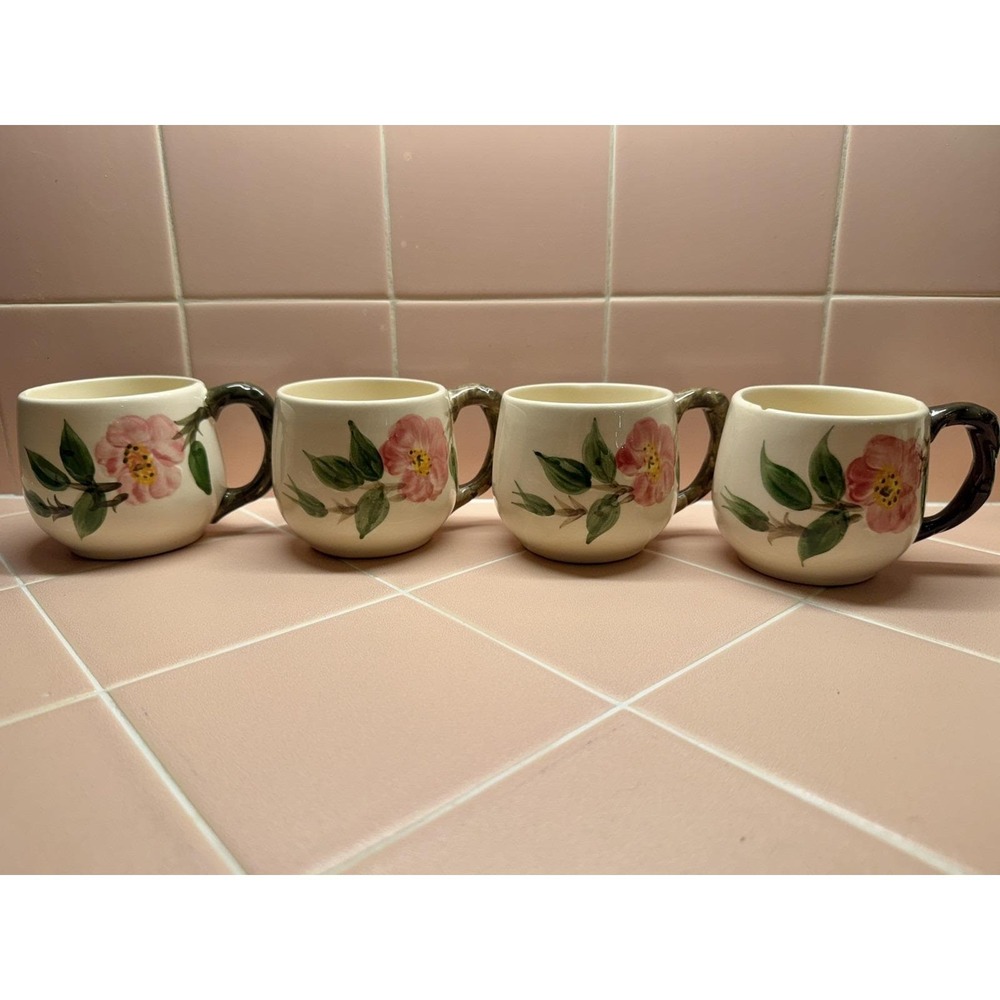 LOT 4 Franciscan Desert Rose Mugs Cups California 1/2 Moon, Flying F Markings
